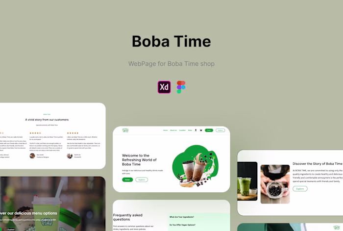 Boba Time : landing Page for Boba Tea