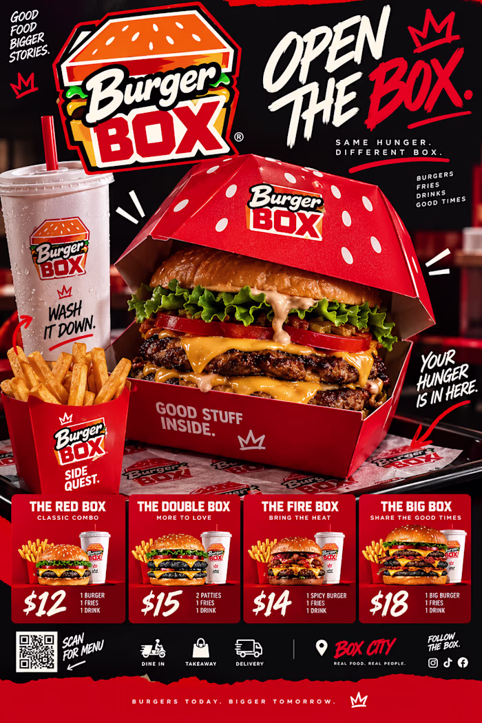 BURGER BOX concept visual and brand set up for a FastFood re...