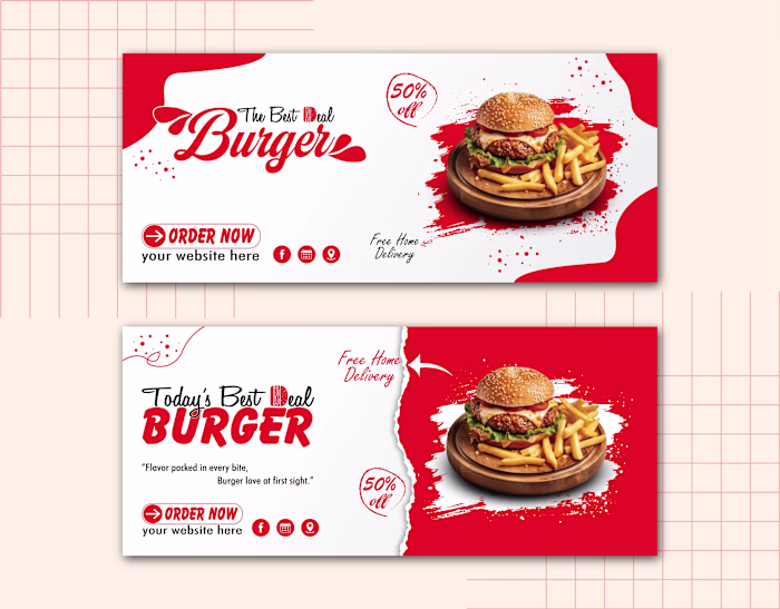 “Tasty Burger Promo Banner Design”