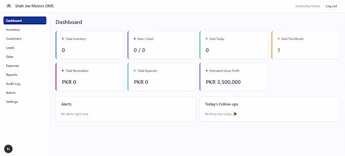 Shah Jee Motors — Dealer Management System