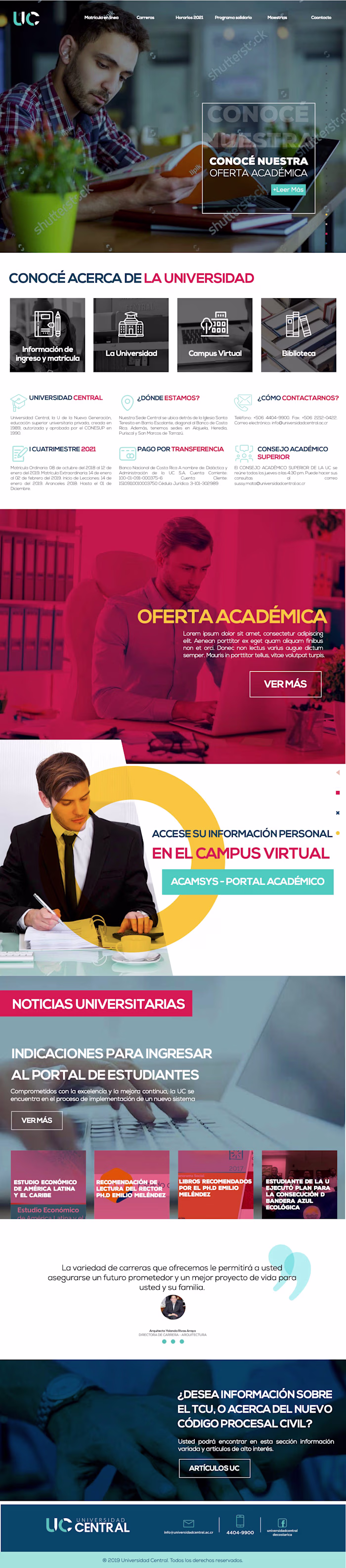 Universidad Central Website