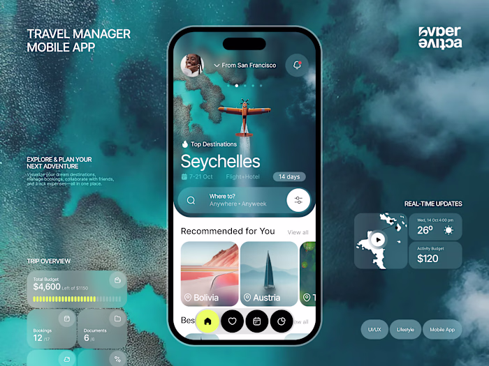 ✈️ Mobile app design for the travel manager app | Hyperactive