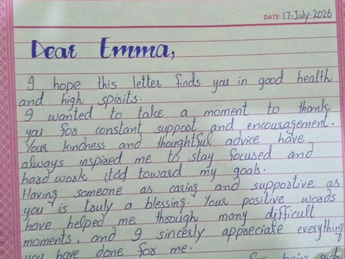 Neat and carefully written handwritten