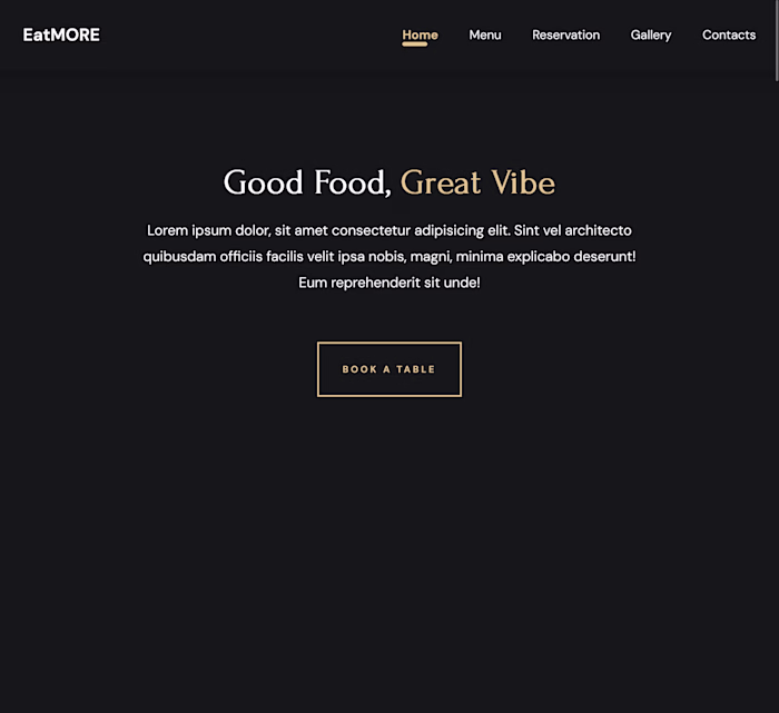 Restaurant Landing Page