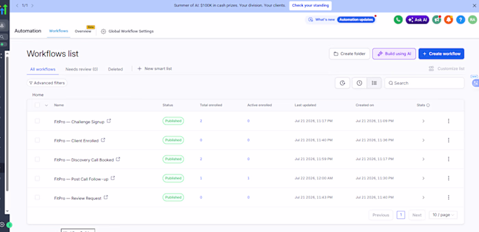Demo automation workflow showing how