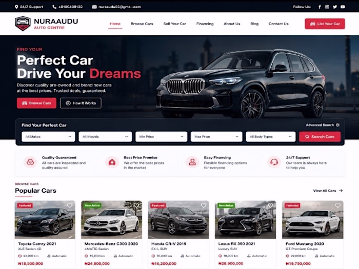 Modern Car Dealership Website Design & Development
