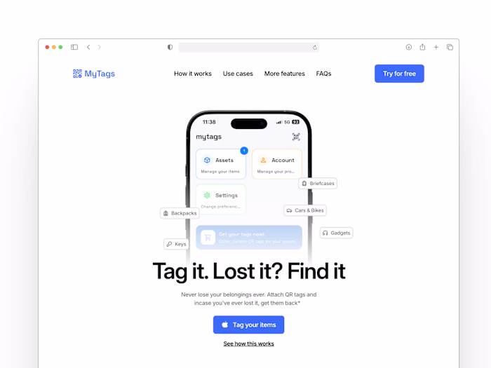 MyTags Landing Page Redesign