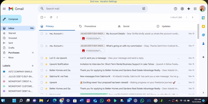 This project highlights my Gmail