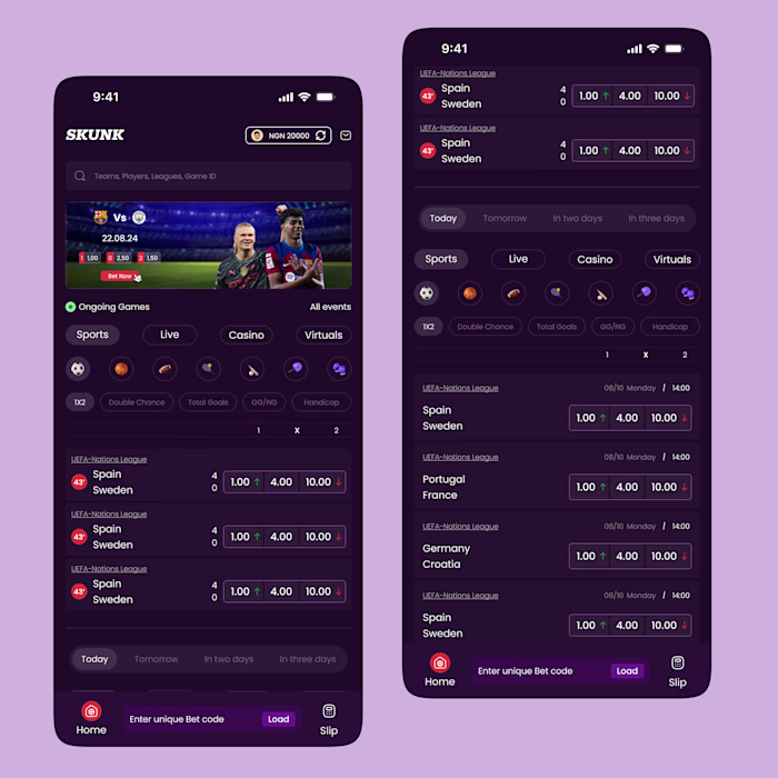 Sports App Design Played around with Jitter