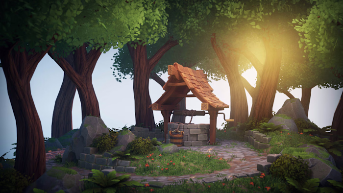 Stylized Game Art, Well In The Woods Vignette