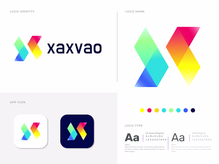 Abstract colorful X letter logo design