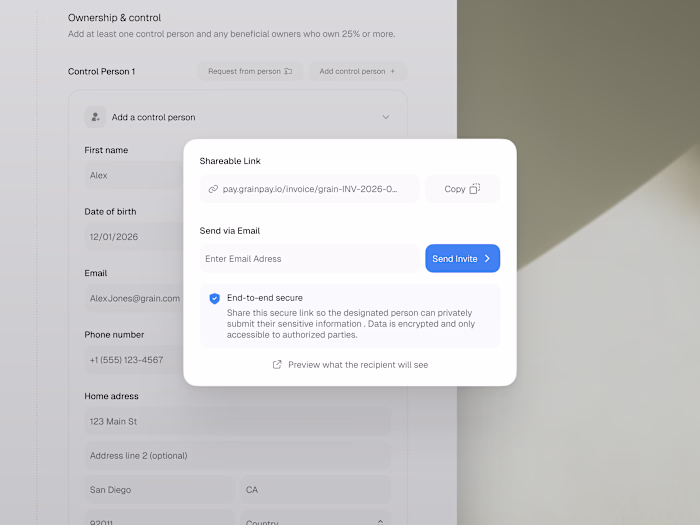 Share modal overlay