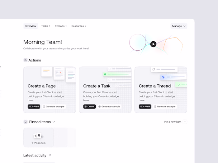 Team page empty state