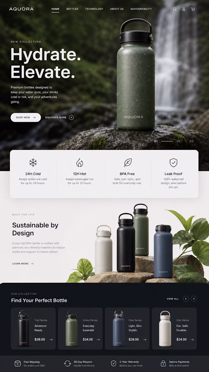 Custom e-commerce website — AQUORA