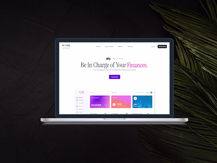 Fintech SaaS Home Page Design for Raise Empire