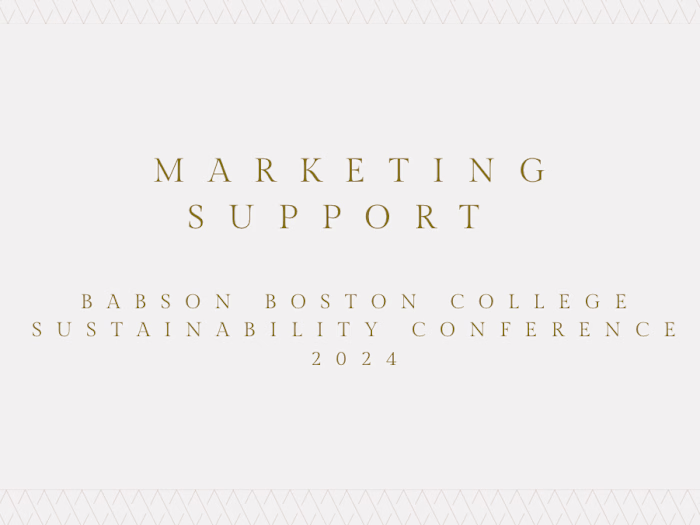 Marketing Specialist- Babson College Sustainability Conference 