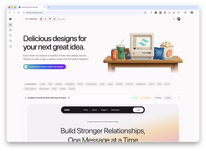 Tailwind CSS Design Blocks Library