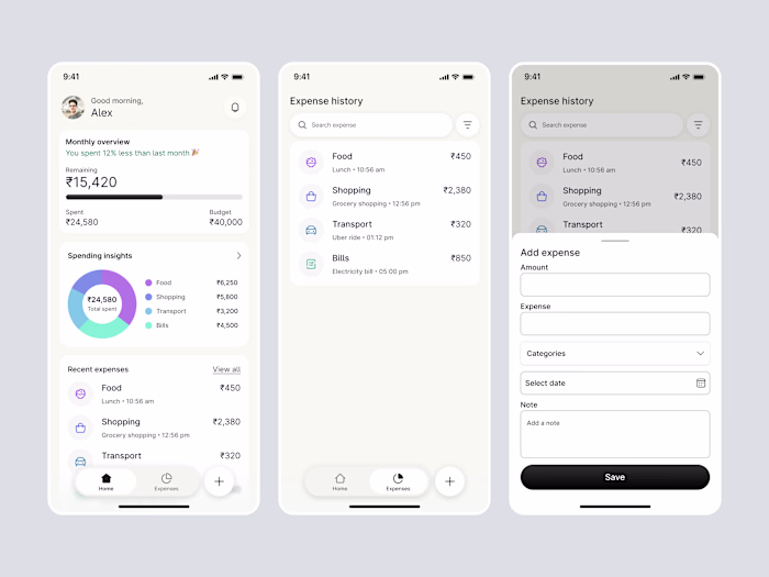 Expense tracker app design 