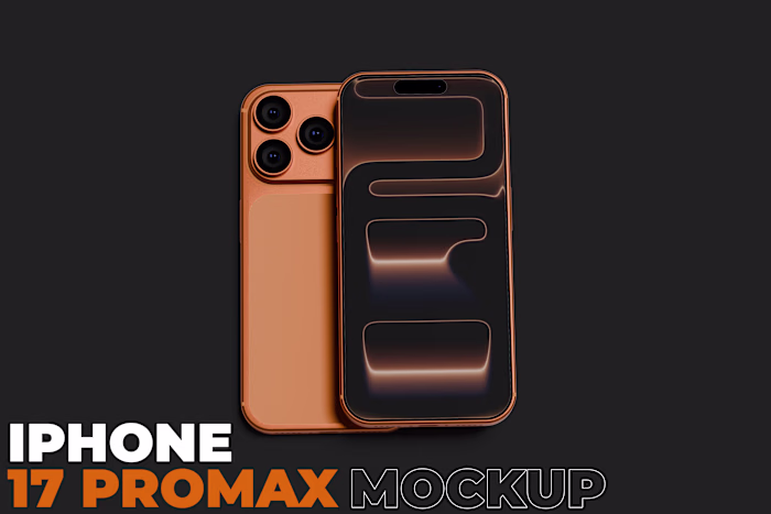 Premium Iphone 17 PRO Orange Mockup Screen UI Template