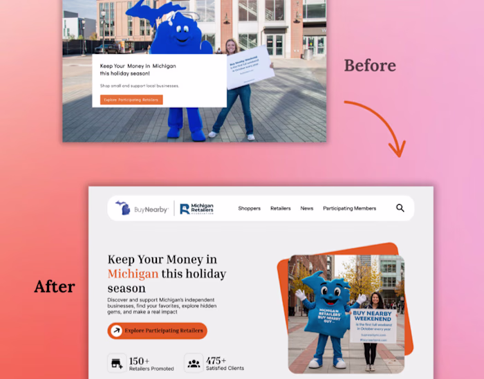Before & After Business Retailer Website Design
