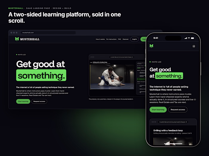 Musterhall: SaaS landing page, design + build