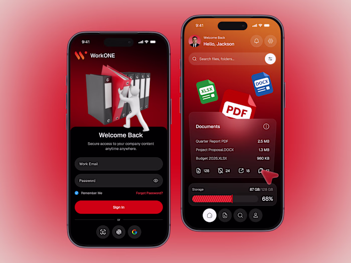 Workspace UI/UX Design for Document Management Mobile App