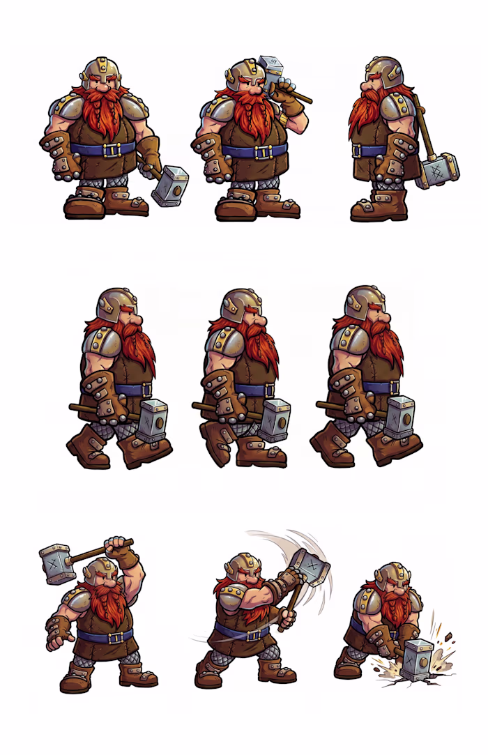 Concept art for a cartoon dwarf, based on original sketch.