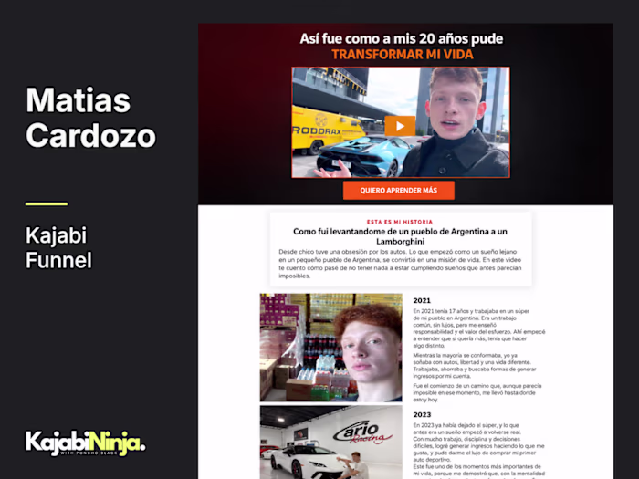 Kajabi Funnel Design & Implementation for Matias Cardozo