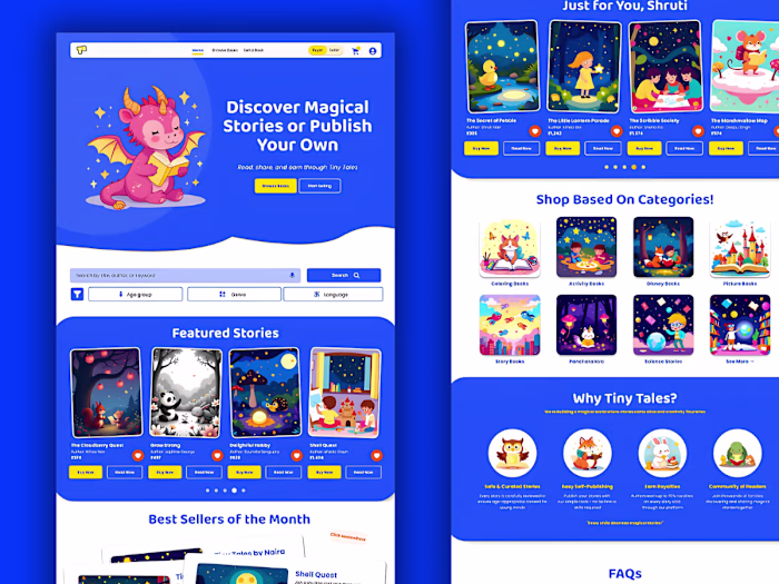 Tiny Tales: Kids UI Webpage Design