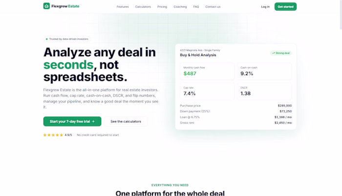 Flexgrew Estate – Real Estate Deal Analyzer SaaS