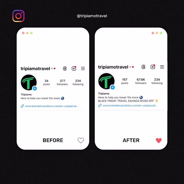 Instagram Growth for Travel Brand