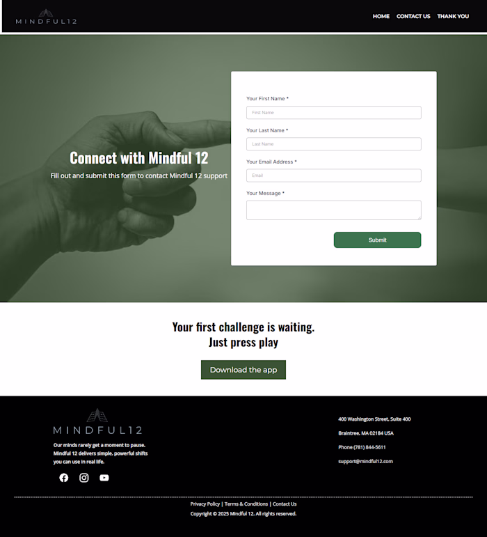 Mindful 12 — Contact Page