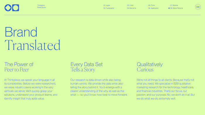 Thinkpiece Brand Language and Website Copy