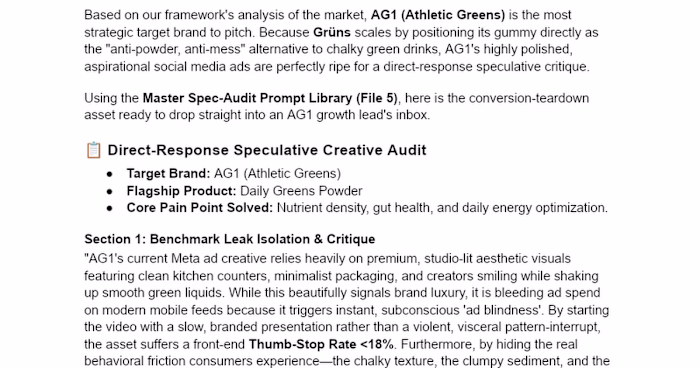 Direct-Response Creative Audit for AG1
