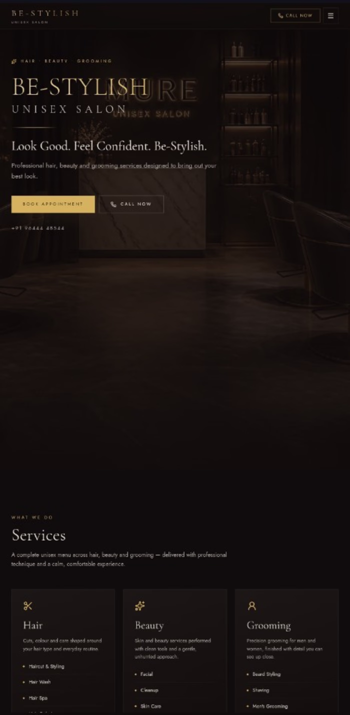 Built a modern, responsive salon