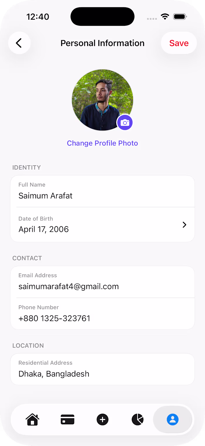 Designed profile UI