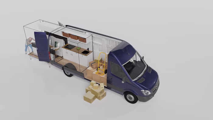 Conversion of van from cargo to camping