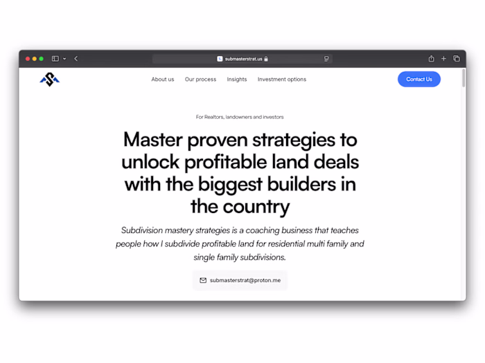 Subdivision Mastery Strategies | Landing page + Branding +Framer