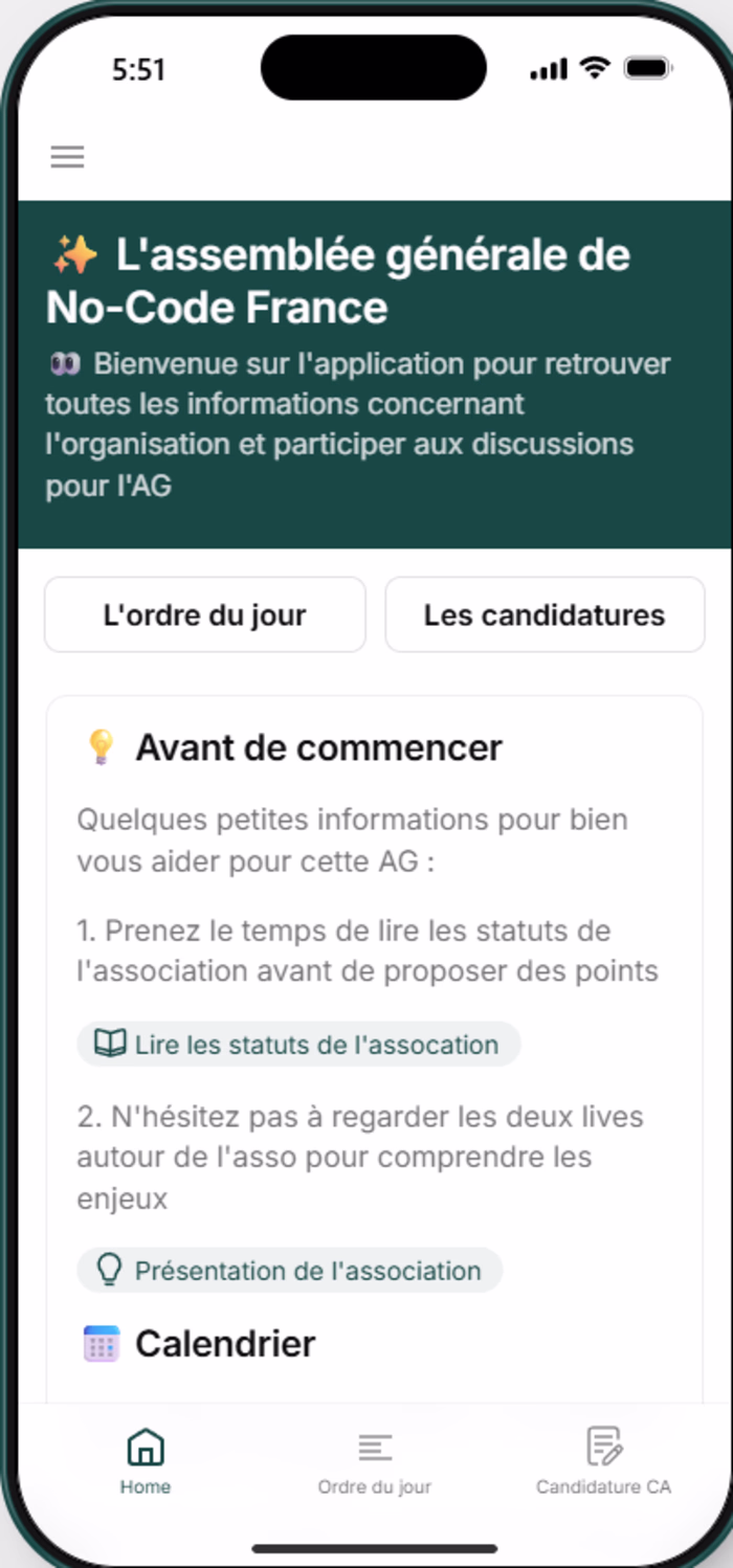 Application for managing an NGO