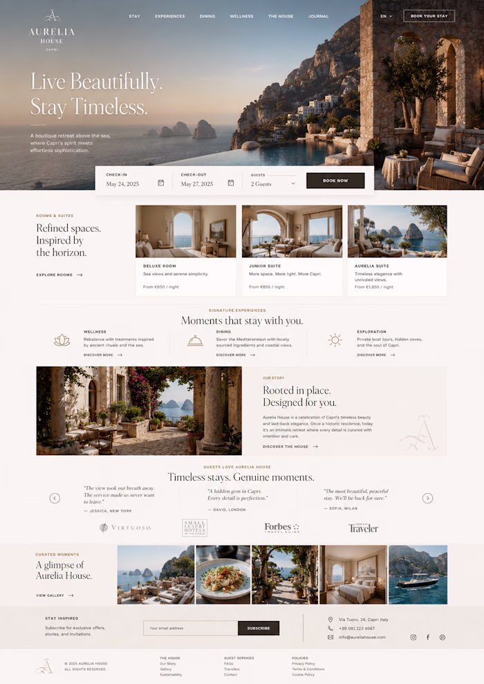Boutique Hotel — Website Design