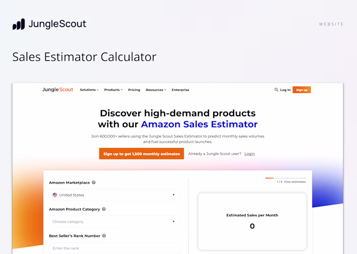 Jungle Scout Sales Estimator Redesign