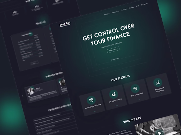 Landing page for financial consulting agency