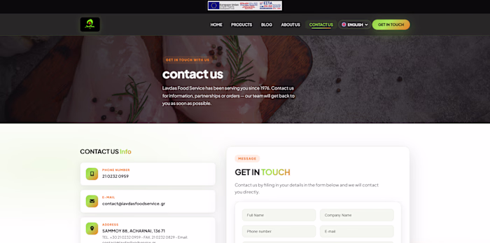 Lavdas Food Service – Company Profile Website