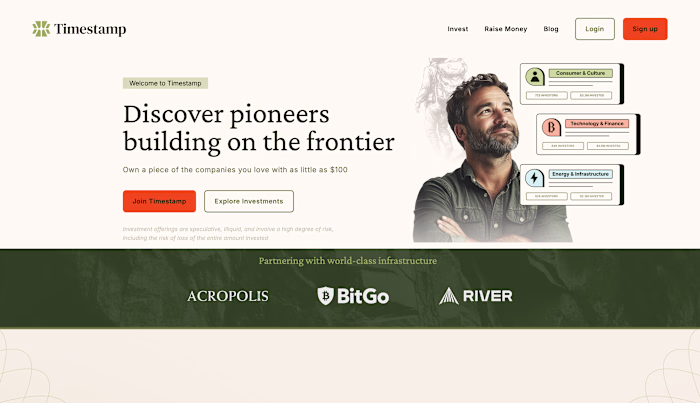 Webflow Site for Timestamp Crowdfunding Platform