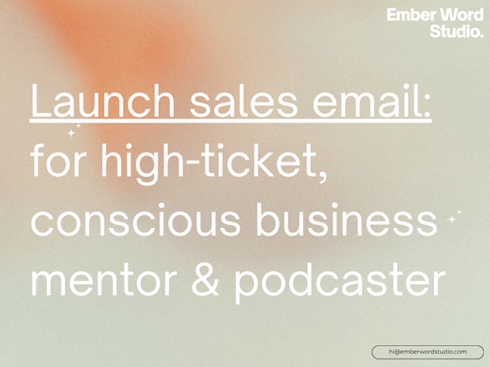 Launch Sales Email for Conscious Business Program 