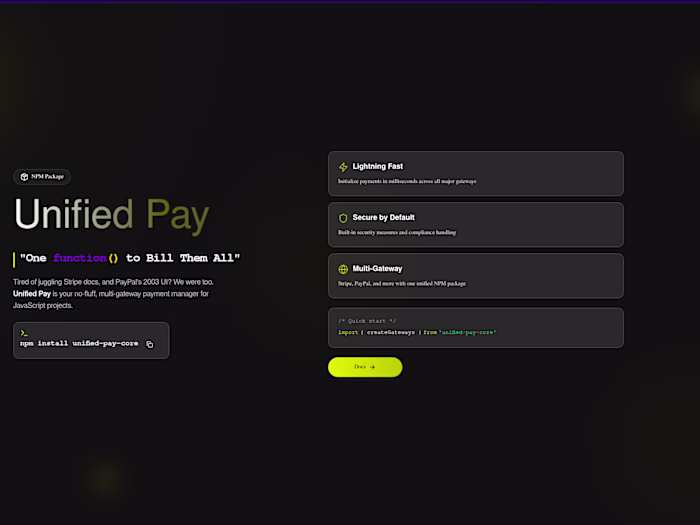 Unified Pay – Node.js Payment Library