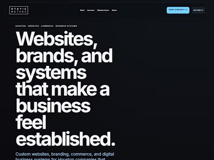 STATICMETHOD — Studio Website & Inquiry Experience