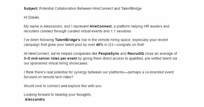 Cold Outreach Sample 3: Offering a Collaboration Opportunity (H…