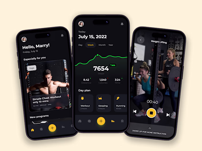 Fitness Mobile App UI 🏋️📱
Designed