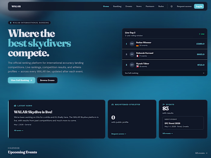 Walar Skydive - Web Application